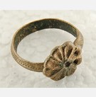 Перстень со щитком в виде 8- лепестковой розетки, дужка украшена резным орнаментом