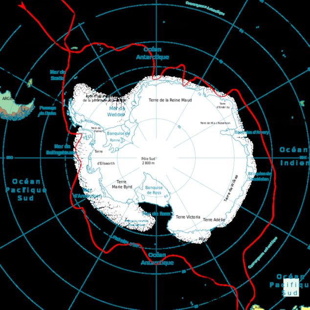 Море беллинсгаузена на контурной карте